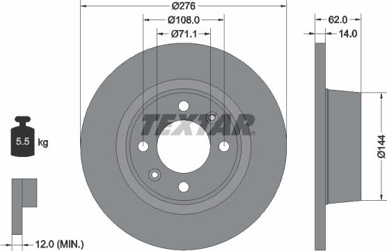 Textar 92107900 - Тормозной диск autospares.lv