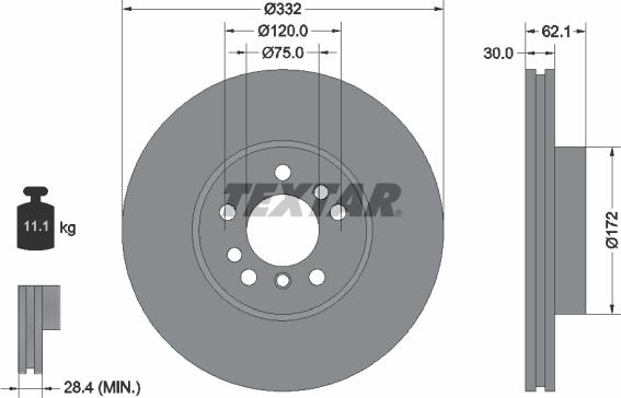 Textar 92107203 - Тормозной диск autospares.lv