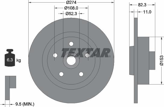 Textar 92119100 - Тормозной диск autospares.lv