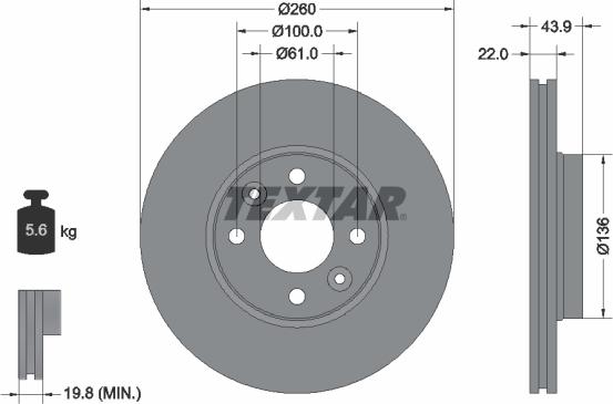 Textar 92119203 - Тормозной диск autospares.lv