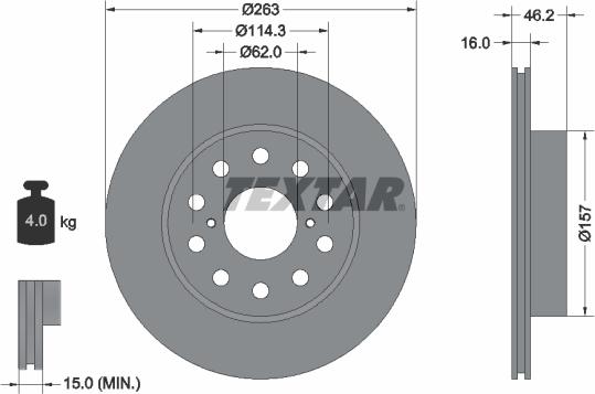 Textar 92114500 - Тормозной диск autospares.lv