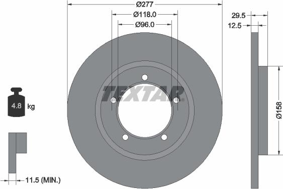 Textar 92114100 - Тормозной диск autospares.lv