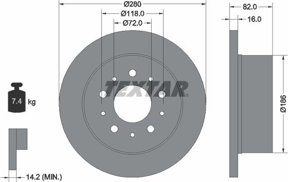 Textar 92116103 - Тормозной диск autospares.lv