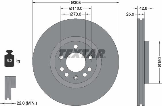 Textar 92110905 - Тормозной диск autospares.lv