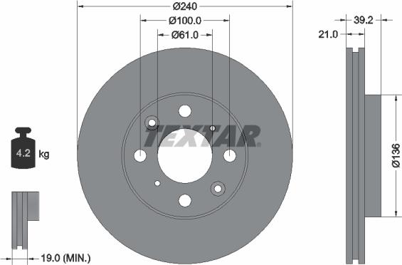 Textar 92110303 - Тормозной диск autospares.lv