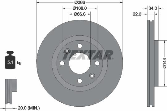 Textar 92111503 - Тормозной диск autospares.lv