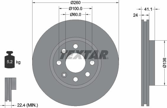 Textar 92111100 - Тормозной диск autospares.lv