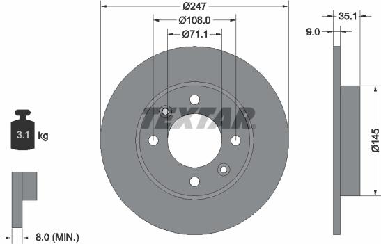 Textar 92111700 - Тормозной диск autospares.lv