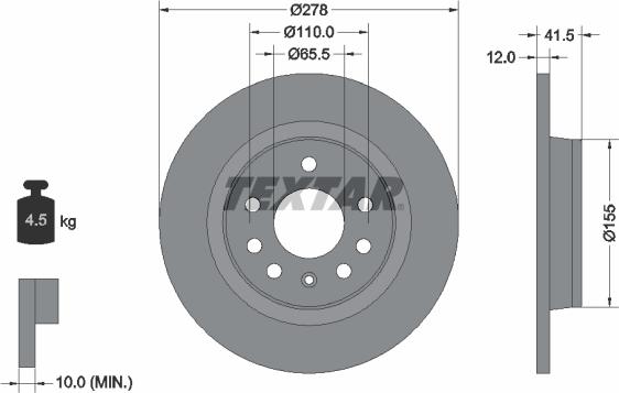 Textar 92118500 - Тормозной диск autospares.lv