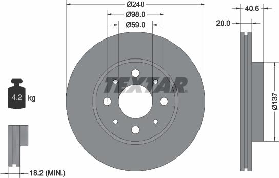 Textar 92118003 - Тормозной диск autospares.lv