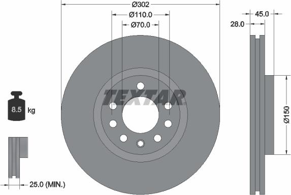 Textar 92118300 - Тормозной диск autospares.lv