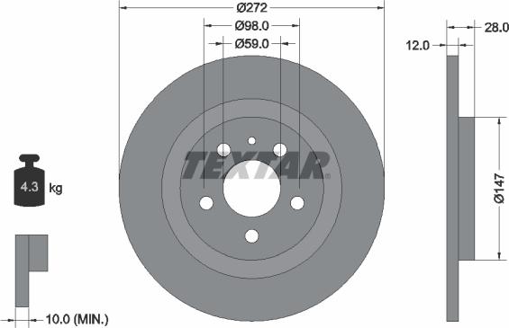 Textar 92118200 - Тормозной диск autospares.lv