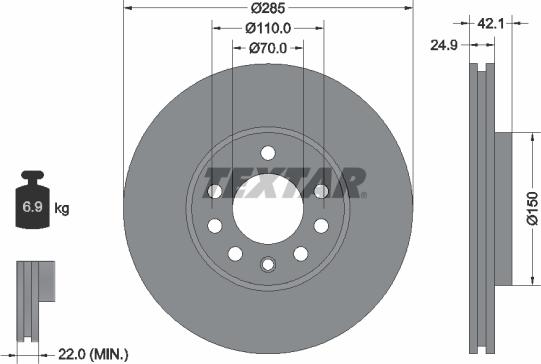 Textar 92118705 - Тормозной диск autospares.lv