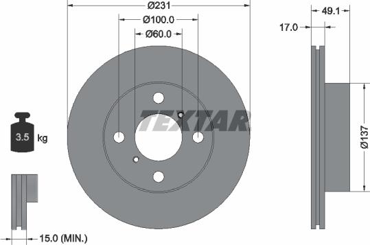 Textar 92113300 - Тормозной диск autospares.lv