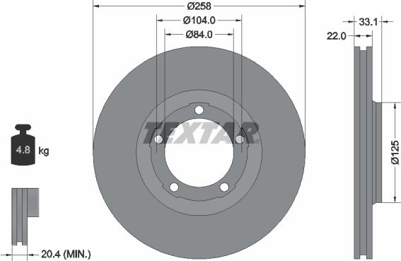 Textar 92112400 - Тормозной диск autospares.lv