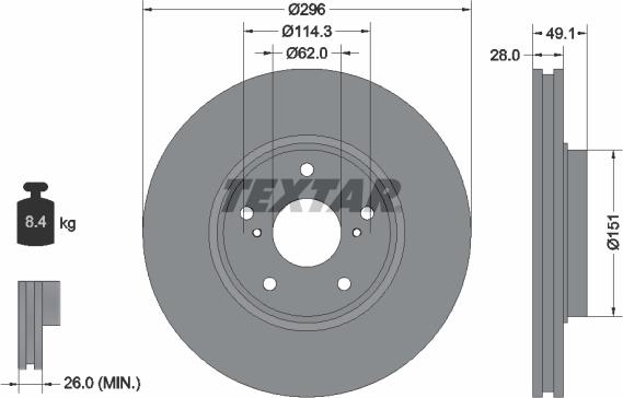 Textar 92185403 - Тормозной диск autospares.lv