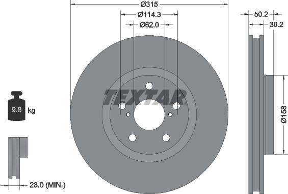 Textar 92185603 - Тормозной диск autospares.lv