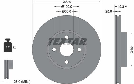 Textar 92180303 - Тормозной диск autospares.lv