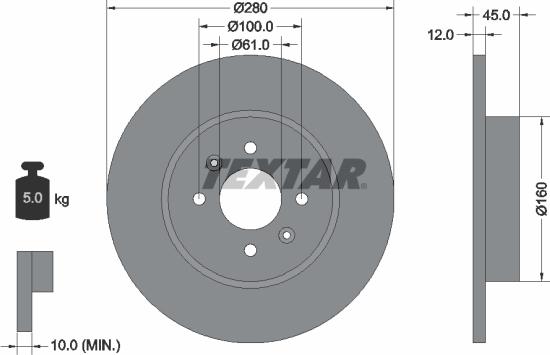 Textar 92181203 - Тормозной диск autospares.lv