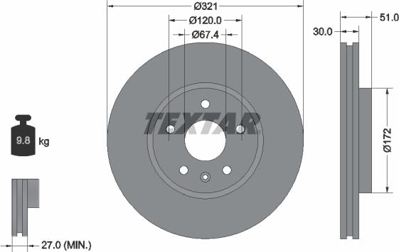 Textar 92187005 - Тормозной диск autospares.lv