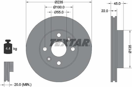 Textar 92134200 - Тормозной диск autospares.lv