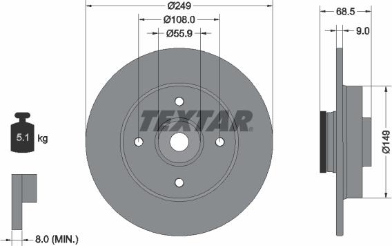 Textar 92133300 - Тормозной диск autospares.lv