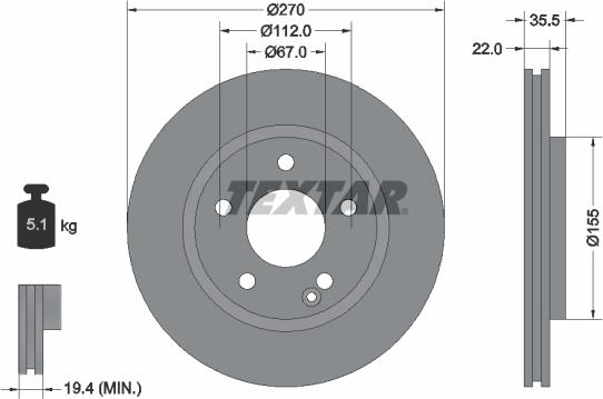 Textar 92124503 - Тормозной диск autospares.lv