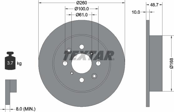 Textar 92125303 - Тормозной диск autospares.lv