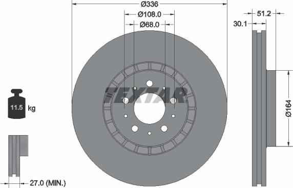 Textar 92126705 - Тормозной диск autospares.lv