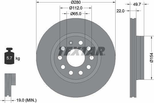 Textar 92120700 - Тормозной диск autospares.lv