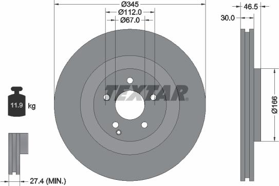 Textar 92123605 - Тормозной диск autospares.lv