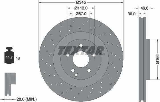 Textar 92123705 - Тормозной диск autospares.lv