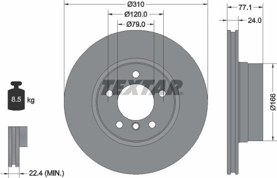 Textar 92122505 - Тормозной диск autospares.lv