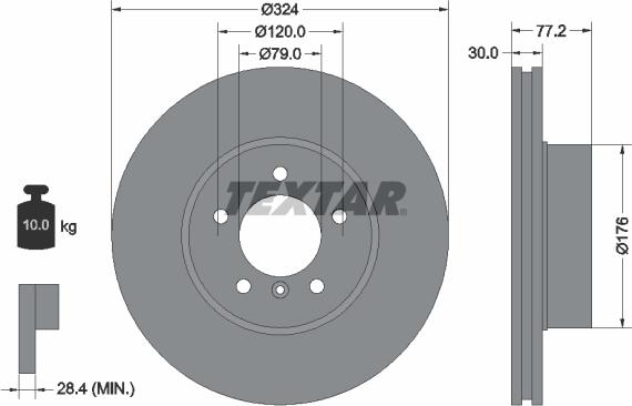 Textar 92122600 - Тормозной диск autospares.lv