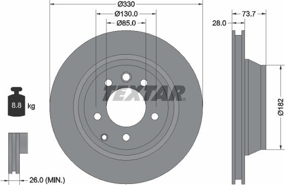 Textar 92122000 - Тормозной диск autospares.lv