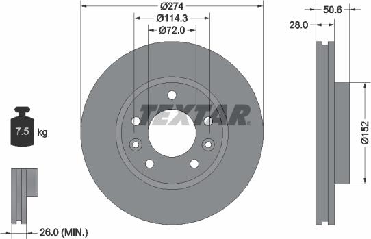 Textar 92174703 - Тормозной диск autospares.lv