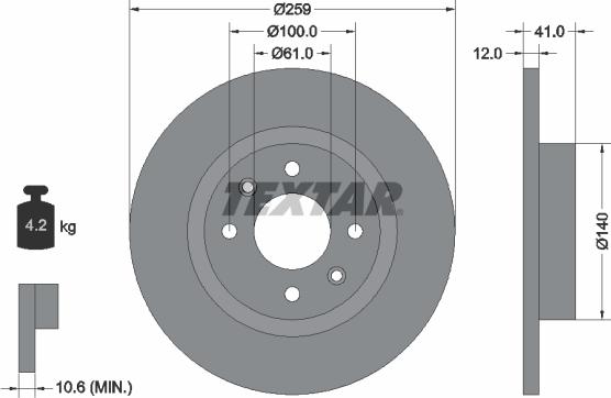 Textar 92175100 - Тормозной диск autospares.lv