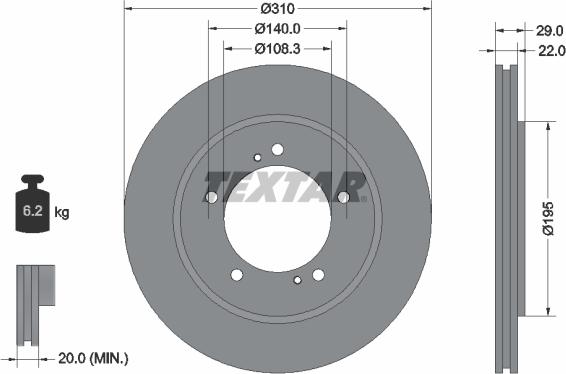 Textar 92170503 - Тормозной диск autospares.lv