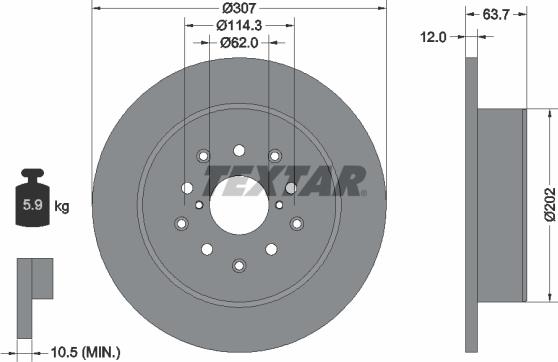 Textar 92170803 - Тормозной диск autospares.lv