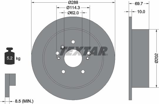 Textar 92171603 - Тормозной диск autospares.lv