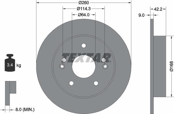 Textar 92172003 - Тормозной диск autospares.lv