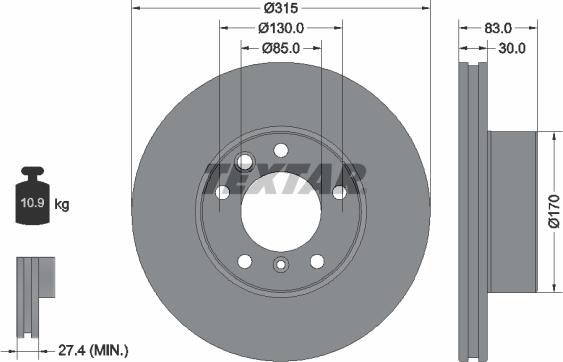 Textar 92304905 - Тормозной диск autospares.lv