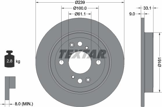 Textar 92304403 - Тормозной диск autospares.lv