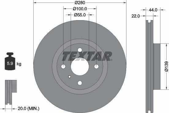 Textar 92304205 - Тормозной диск autospares.lv