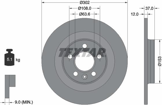 Textar 92304703 - Тормозной диск autospares.lv