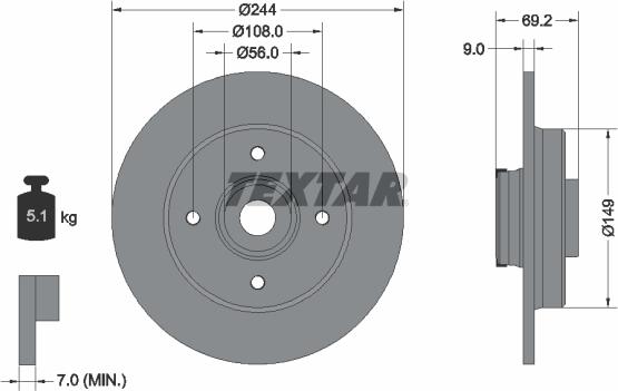 Textar 92305403 - Тормозной диск autospares.lv