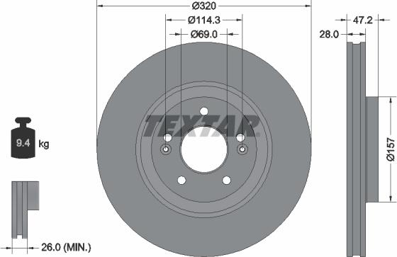 Textar 92306303 - Тормозной диск autospares.lv