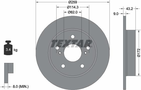 Textar 92308303 - Тормозной диск autospares.lv