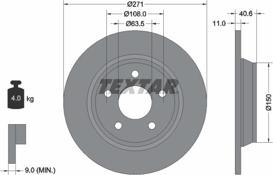 Textar 92303503 - Тормозной диск autospares.lv