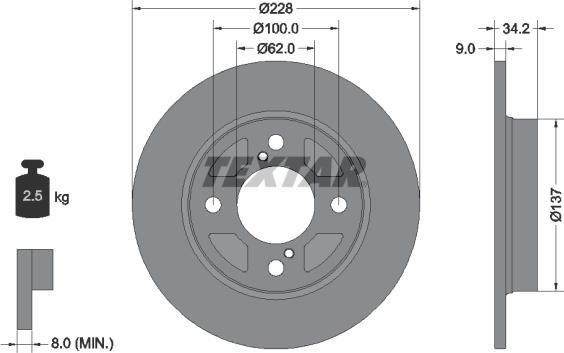 Textar 92303603 - Тормозной диск autospares.lv